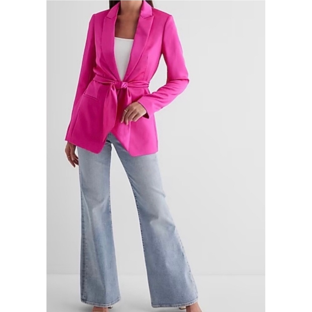 NWT Express Professional Blazer Bright Hot Pink Belted (MSRP: $168) Medium